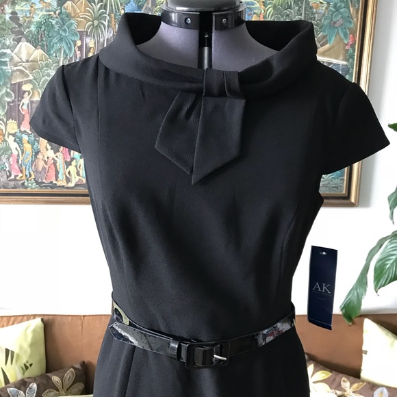 NWT Anne Klein Classy Black Dress w Belt 6 - Picture 2 of 5